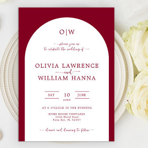 Invitación Mínima de Boda en Arco de Monograma