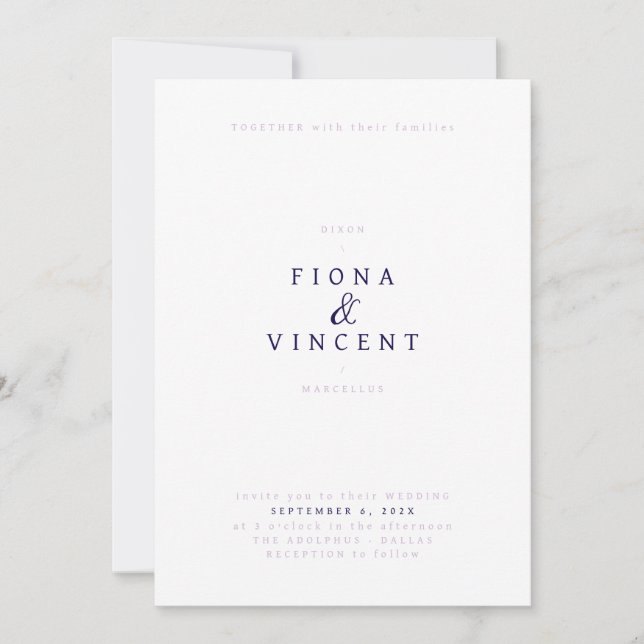 Invitación Mínima de Boda en Serif (Anverso)