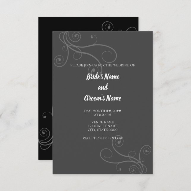 Invitación mínima de boda floreciente (Anverso / Reverso)