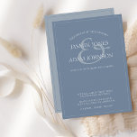 Invitación mínima de casamiento con guión azul tur<br><div class="desc">Invitación Mínima De Boda De Guión Azul Dusty. Impresiona con elegancia a sus huéspedes bodas con esta invitación a una boda polvorienta azul, de moda, con un hermoso guión blanco sobre un impresionante fondo azul. Esta Invitación tiene un impresionante diseño de pizarra azul, con vibraciones modernas y mínimas, perfecto para...</div>