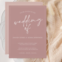 Invitación mínima de casamiento con guiones rosado