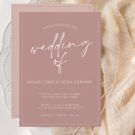 Invitación mínima de casamiento con guiones rosado