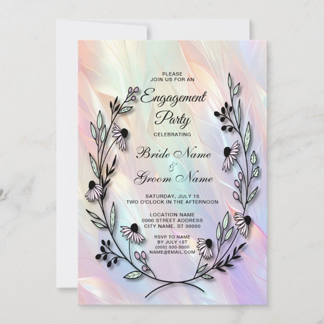 Invitación Mínima de Compromiso con Flores (Anverso)