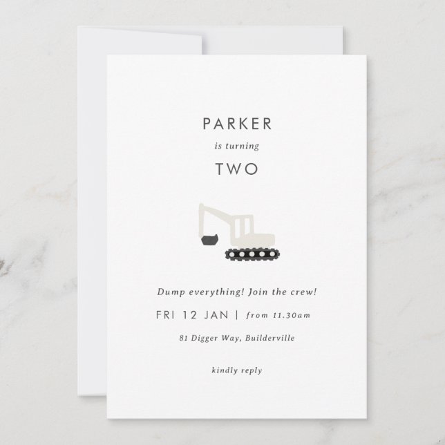 Invitación mínima de cumpleaños al Fiesta de const (Anverso)