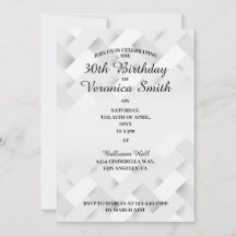 Invitación mínima de cumpleaños en blanco y negro