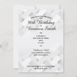 Invitación mínima de cumpleaños en blanco y negro