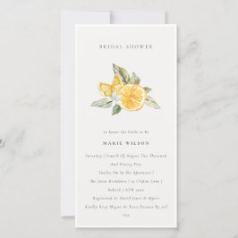 Invitación mínima de ducha de novia con limón botá