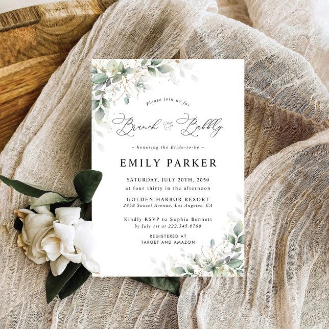Invitación mínima de ducha de novia de eucalipto (Subido por el creador)
