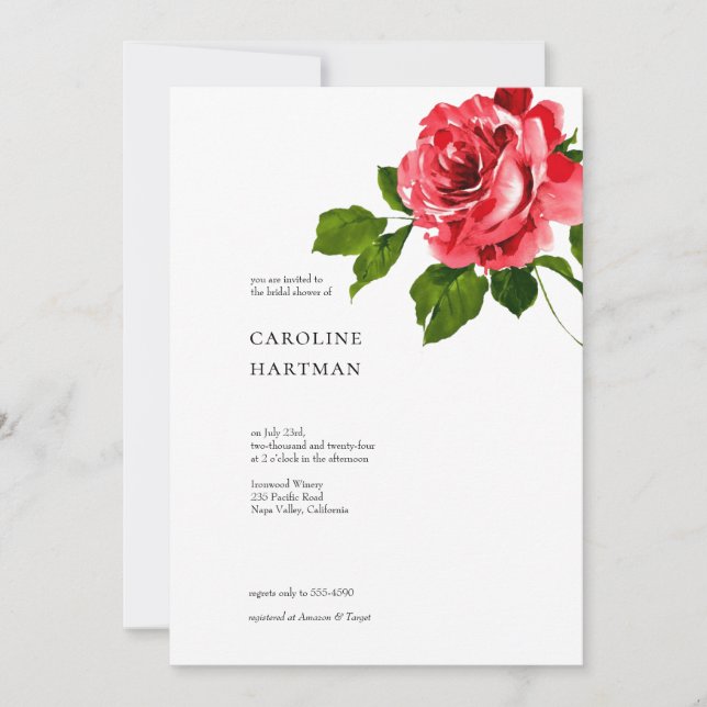 Invitación mínima de ducha de novia floral (Anverso)