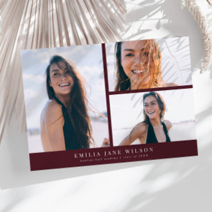 Invitación mínima de graduación multifotografía ro