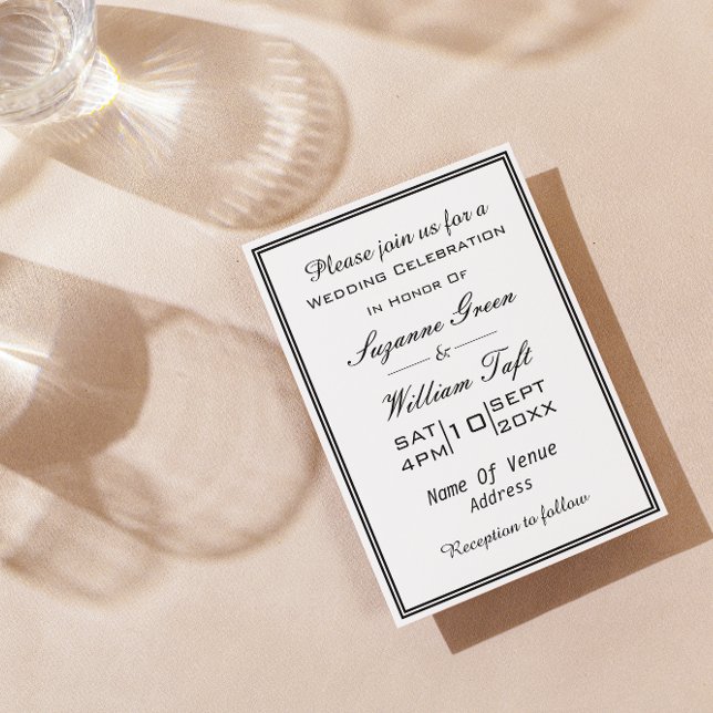 Invitación Mínima De Moda En Matrimonio Blanco Y N (Subido por el creador)