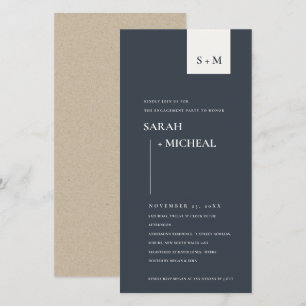 INVITACIÓN MÍNIMA DE MONOGRAMAS EN BLANCO Y NEGRO