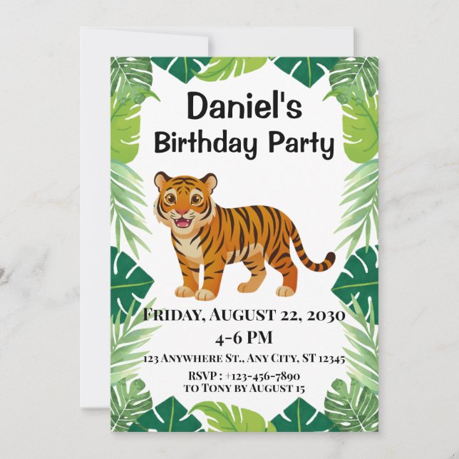 Invitación Mínima de Tigre (Anverso)