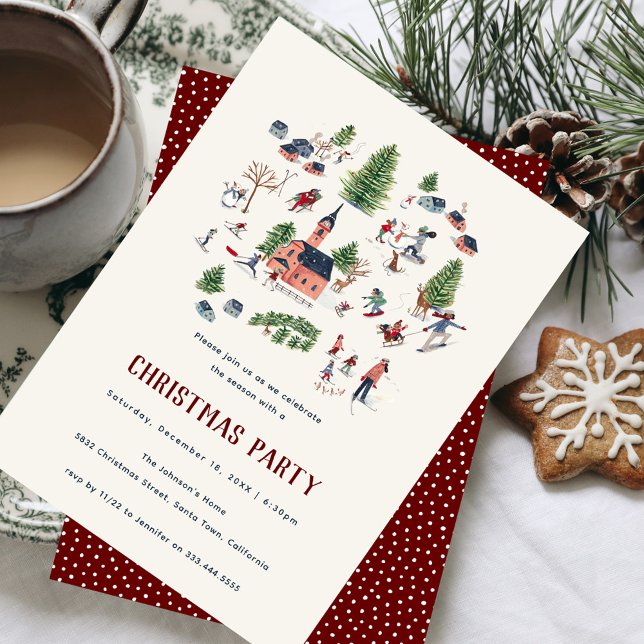 Invitación mínima del partido de los Navidades nór (Minimalistic Nordic Christmas Party Invitation)