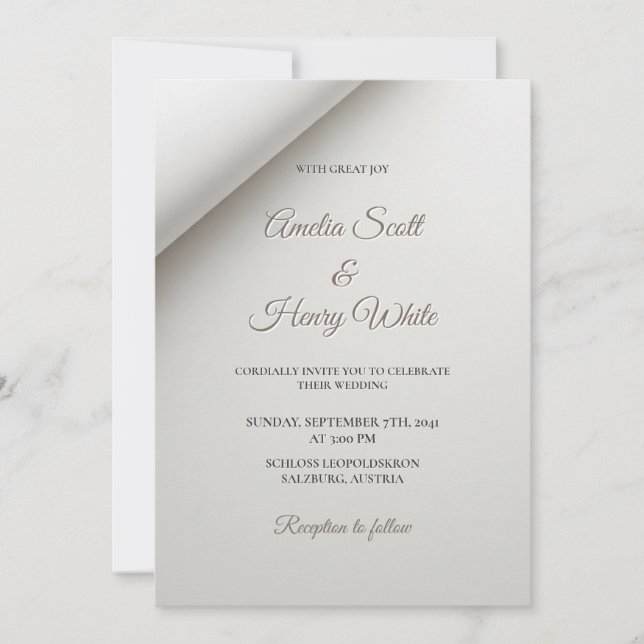 Invitación Mínima Doble Sombra Moderna de Boda (Anverso)