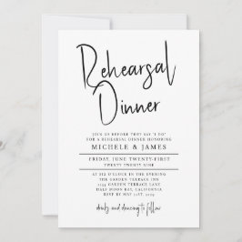 Invitación Mínima escritura tipografía Boda ensayo Cena