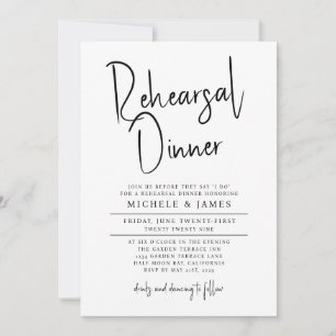 Invitación Mínima escritura tipografía Boda ensayo Cena