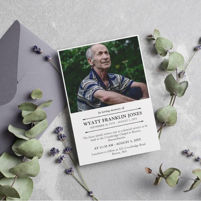 Invitación Mínima Foto Moderna En Memoria Amante (Subido por el creador)