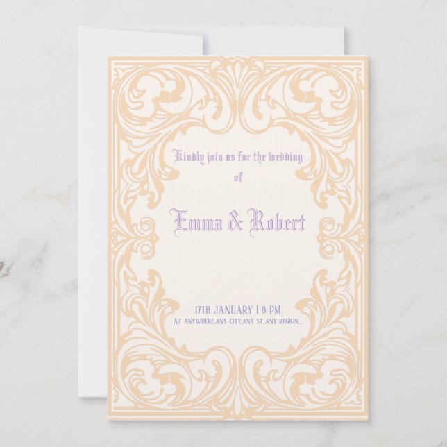 Invitación mínima gótica a la boda (Anverso)