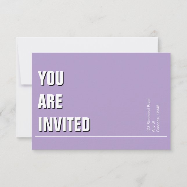 Invitación Mínima Iglesia Morado Pálido (Anverso)