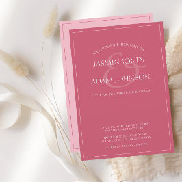 Invitación Mínima Magenta De Guión Rosado De Boda