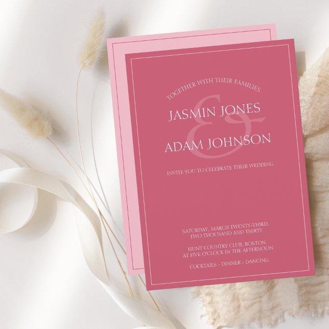 Invitación Mínima Magenta De Guión Rosado De Boda (Subido por el creador)