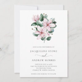 Invitación Mínima Magnolia Floral Elegante Boda