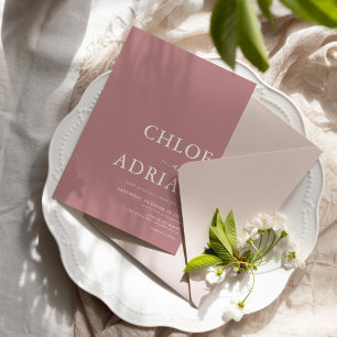 Invitación Mínima Mínima De Matrimonio Pink