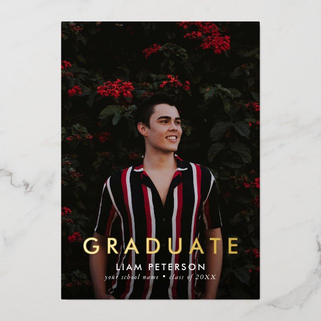 Invitación mínima moderna de Relieve metalizado de (Anverso)