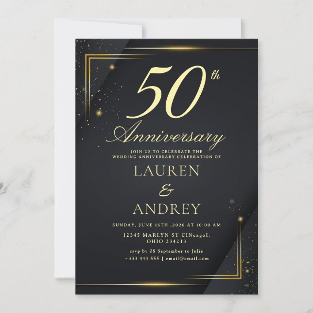 Invitación mínima para aniversario de bodas número (Anverso)