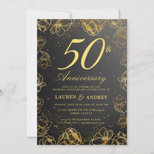 Invitación mínima para aniversario de bodas número (Anverso)