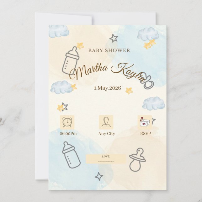 Invitación Mínima para Baby Shower (Anverso)