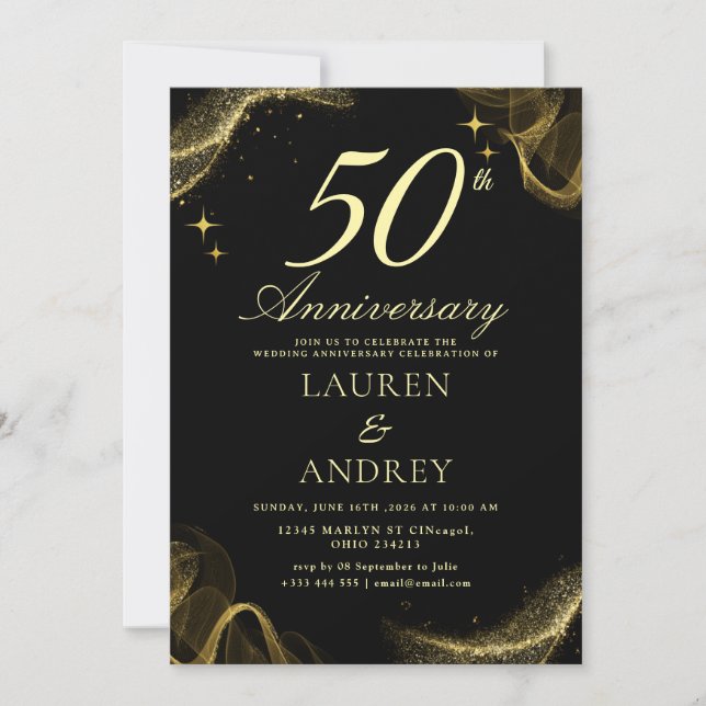 Invitación mínima para el 50º aniversario de bodas (Anverso)