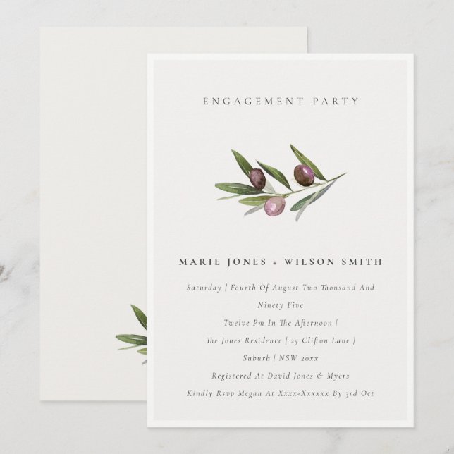 Invitación mínima para el compromiso de rodadura d (Anverso / Reverso)