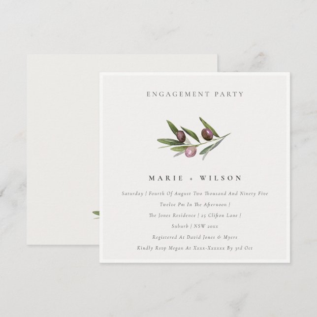 Invitación mínima para el compromiso de rodadura d (Anverso / Reverso)