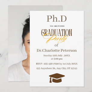 Invitación Mínima para Fiesta de Graduación de Doc
