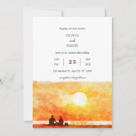 Invitación mínima para la boda dorada del picnic c
