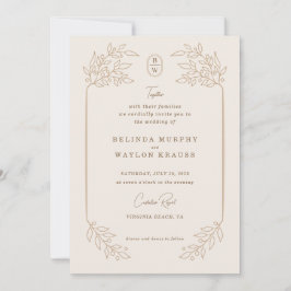 Invitación mínima simple de casamiento de marco or