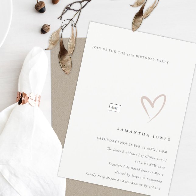 Invitación mínima simple de Rubor Heart a cualquie (Subido por el creador)