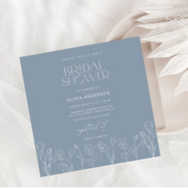Invitación Mínima Simple Dusty Blue Bridal Shower