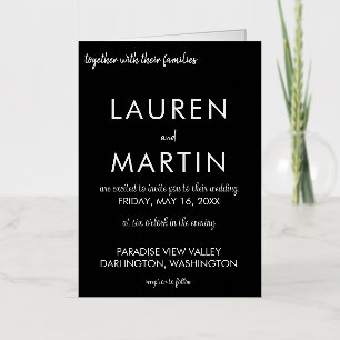 Invitación mínima simple en blanco y negro a la bo