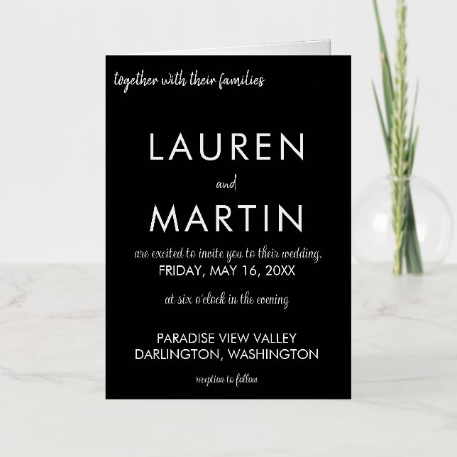 Invitación mínima simple en blanco y negro a la bo (Anverso)