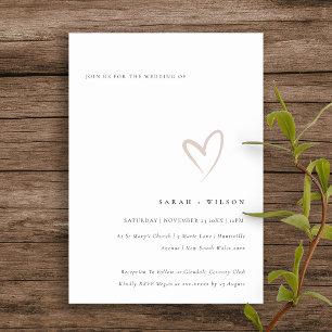 Invitación mínima simple Rubor de casamiento rosa