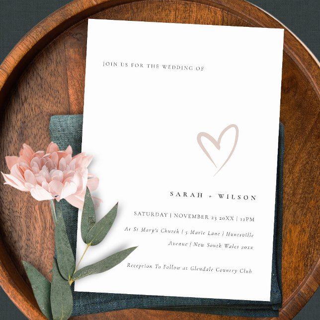 Invitación mínima simple Rubor de casamiento rosa (Subido por el creador)