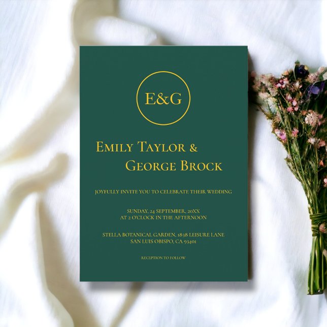 Invitación Mínima tipografía verde esmeralda Boda moderno (Subido por el creador)
