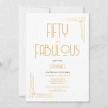 Minimal 50 and Fabulous 50th Birthday Invitation