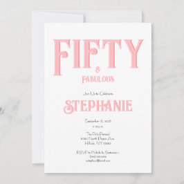 Invitación Minimal 50 and Fabulous Pink 50th Birthday Party