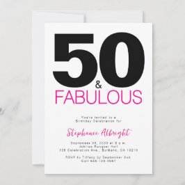 Invitación Minimal 50 and Fabulous Pink 50th Birthday Party I