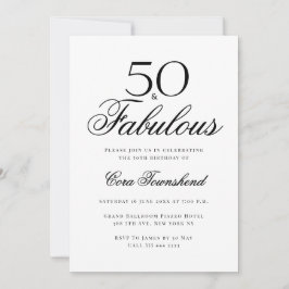 Invitación Minimal 50 & Fabulous Typography 50th Birthday