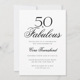 Invitación Minimal 50 y fabulosa tipografía Cumpleaños 50